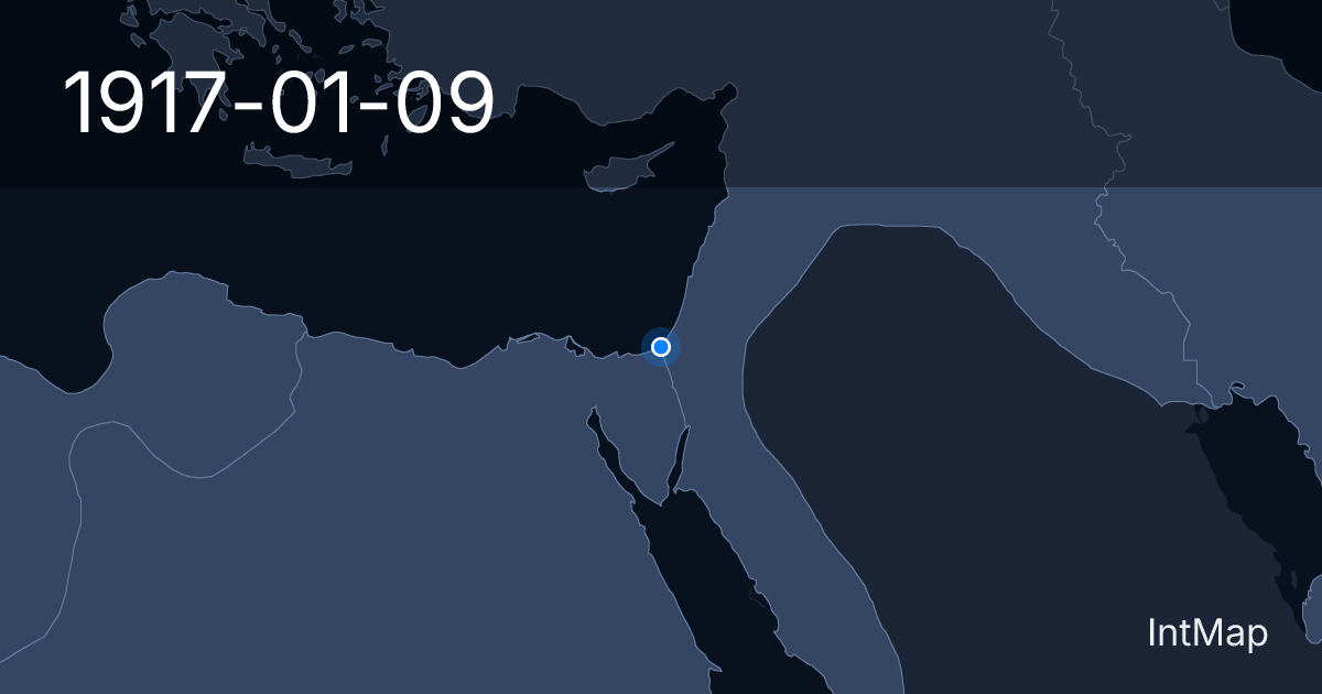 The map on 1917-01-09: Battle of Rafa — the last Ottoman post in Sinai falls and the campaign crosses the frontier