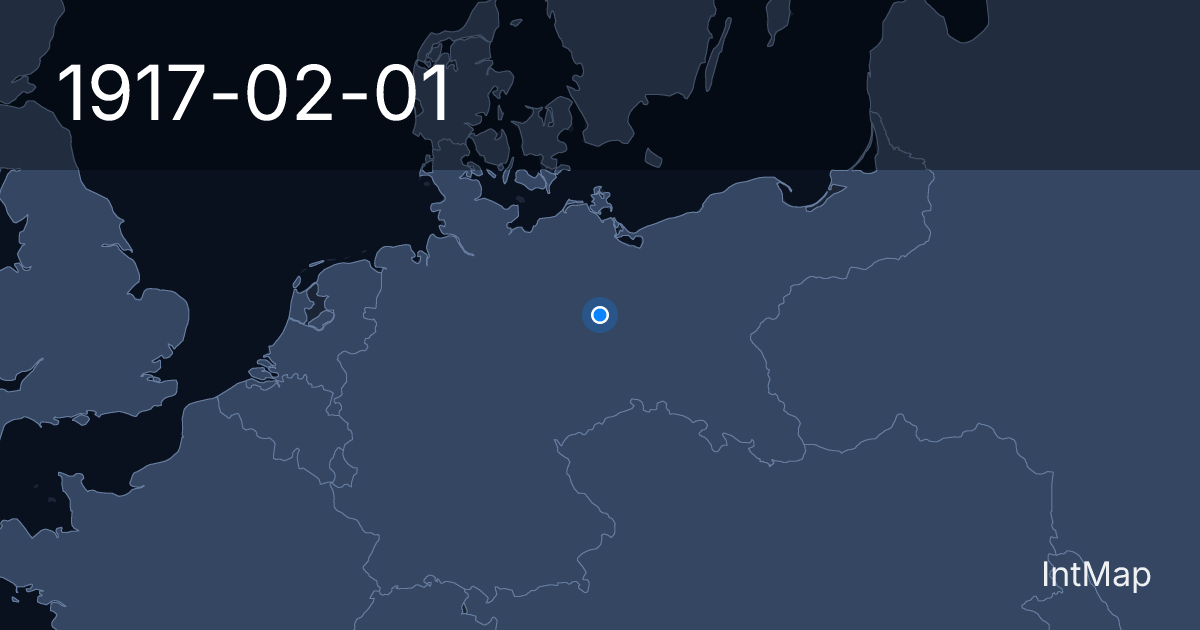 The map on 1917-02-01: Germany resumes unrestricted submarine warfare — the decision that brings the United States in