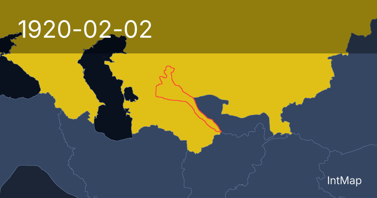 The map on 1920-02-02: The map stops drawing Khanate of Khiva; new borders for Soviet Russia (RSFSR)