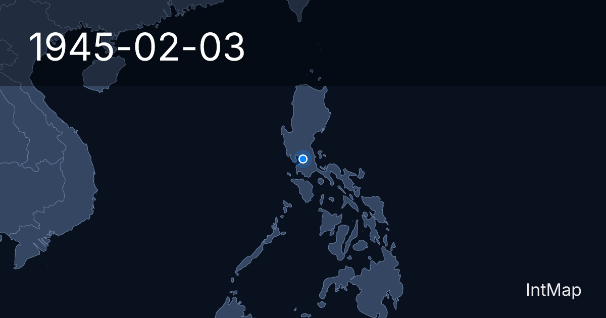 The map on 1945-02-03: The Manila massacre — about 100,000 civilians are killed during the month of street fighting