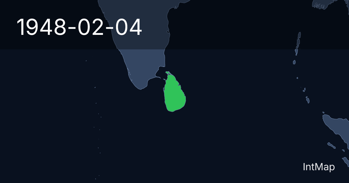 The map on 1948-02-04: The map begins drawing Ceylon; the map stops drawing Ceylon (UK)