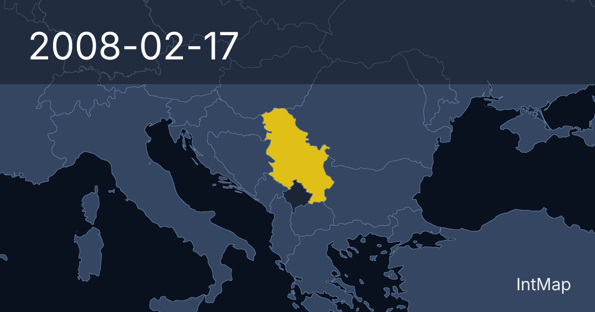 The map on 2008-02-17: New borders for Serbia
