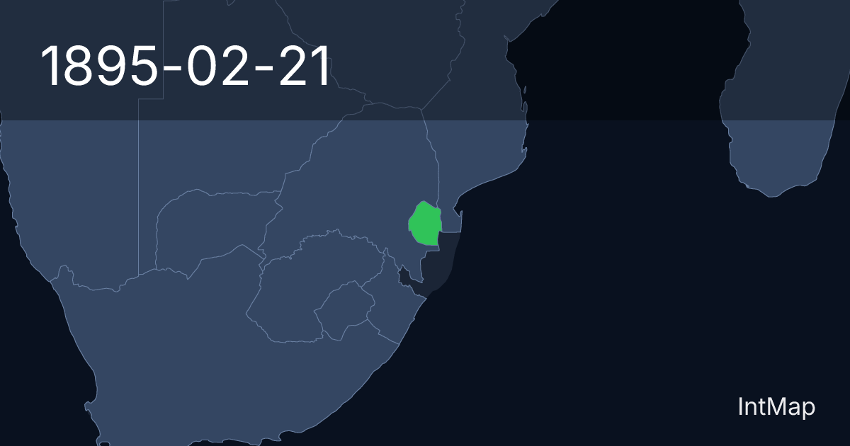 The map on 1895-02-21: The map begins drawing Swaziland (UK)