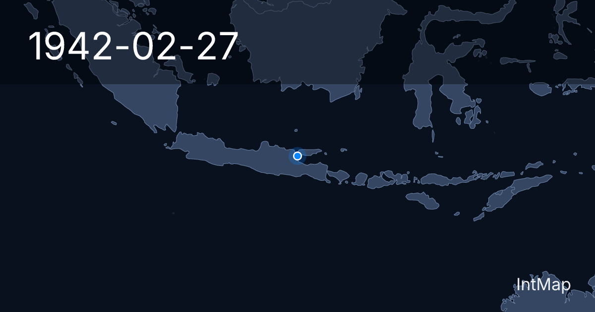 The map on 1942-02-27: The Battle of the Java Sea destroys the Allied striking force in the East Indies