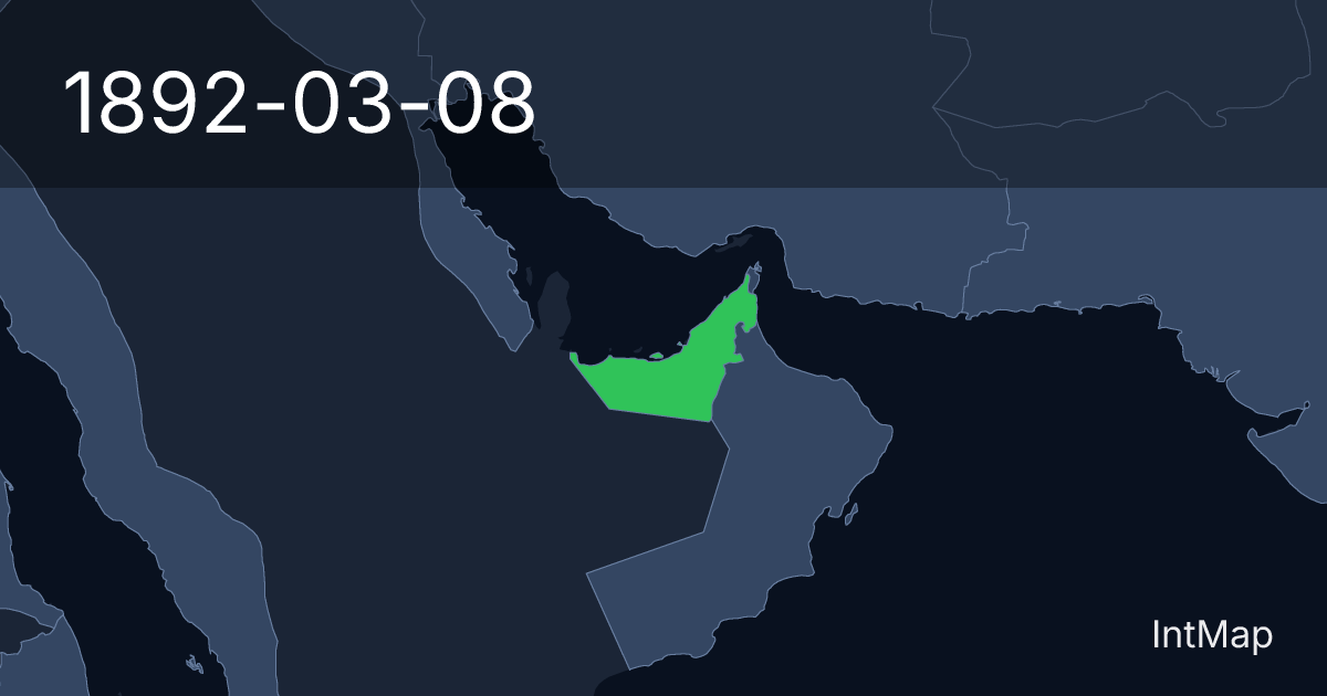 The map on 1892-03-08: The map begins drawing Trucial Oman (UK)