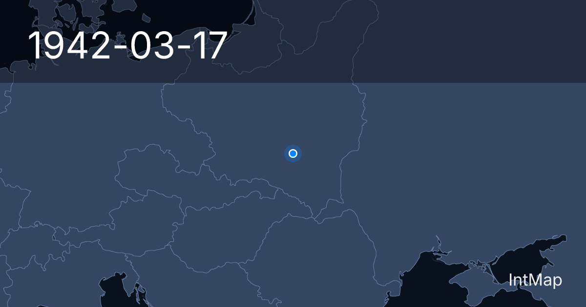 The map on 1942-03-17: Bełżec — at least 434,500 Jews are killed in nine months; two people are known to have survived