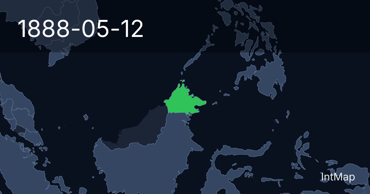 The map on 1888-05-12: The map begins drawing North Borneo (UK)