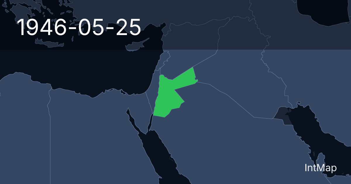 The map on 1946-05-25: The map begins drawing Transjordan; the map stops drawing Transjordan (UK)