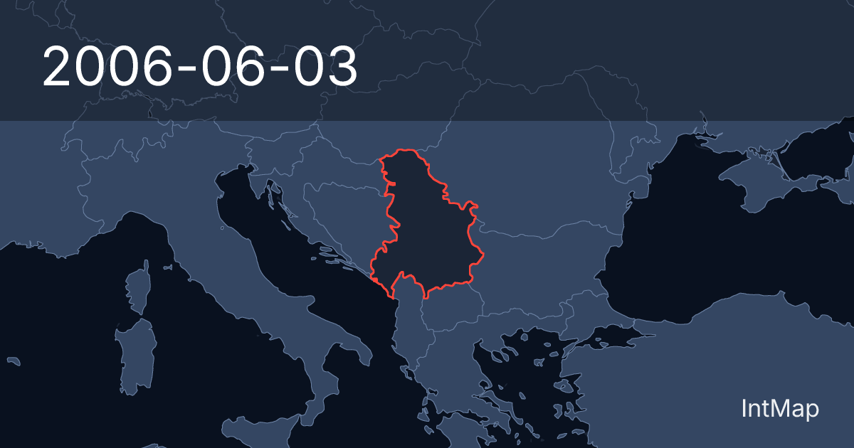 The map on 2006-06-03: The map stops drawing Serbia and Montenegro