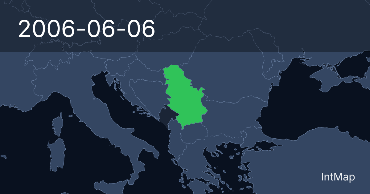 The map on 2006-06-06: The map begins drawing Serbia