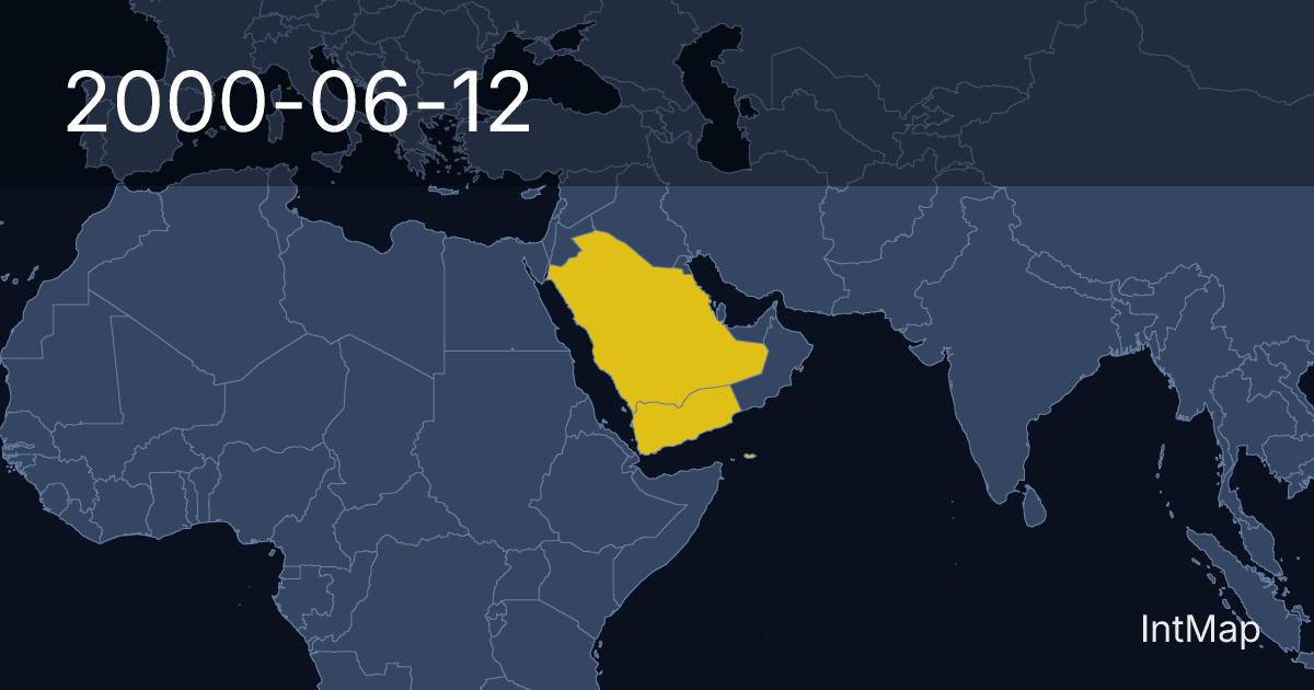 The map on 2000-06-12: New borders for Saudi Arabia, Yemen