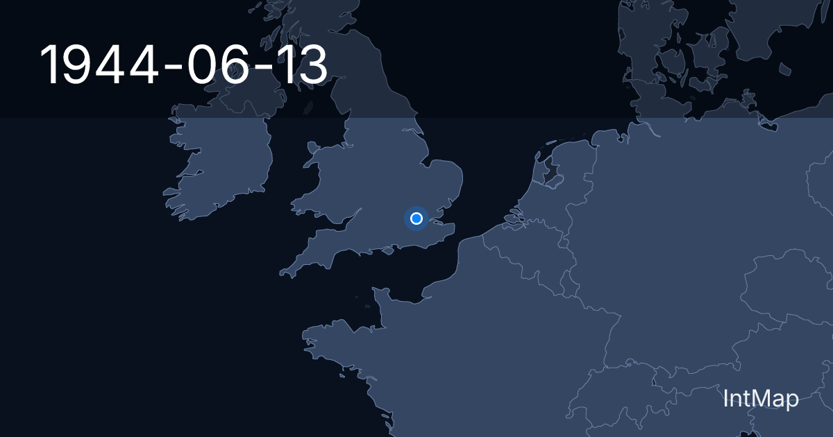 The map on 1944-06-13: The V-1 campaign — 6,184 people are killed in Britain by flying bombs launched from the Channel coast