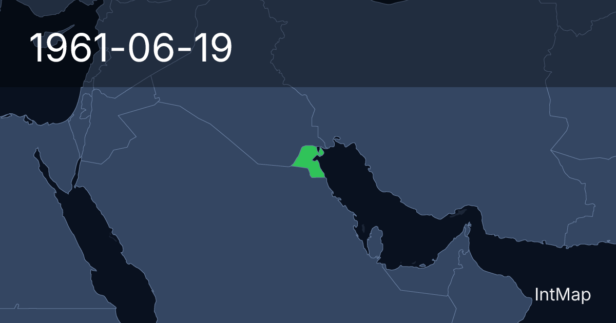 The map on 1961-06-19: The map begins drawing Kuwait