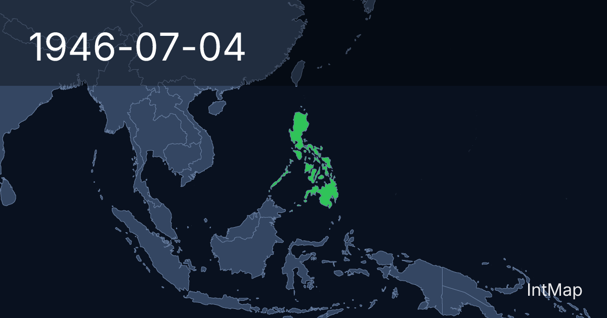 The map on 1946-07-04: The map begins drawing Philippines; the map stops drawing Philippines (USA)