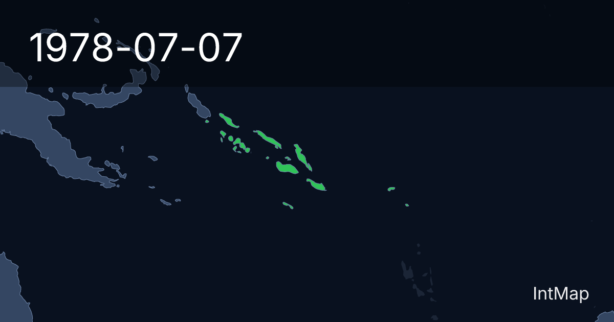 The map on 1978-07-07: The map begins drawing Solomon Islands; the map stops drawing British Solomon Islands (UK)