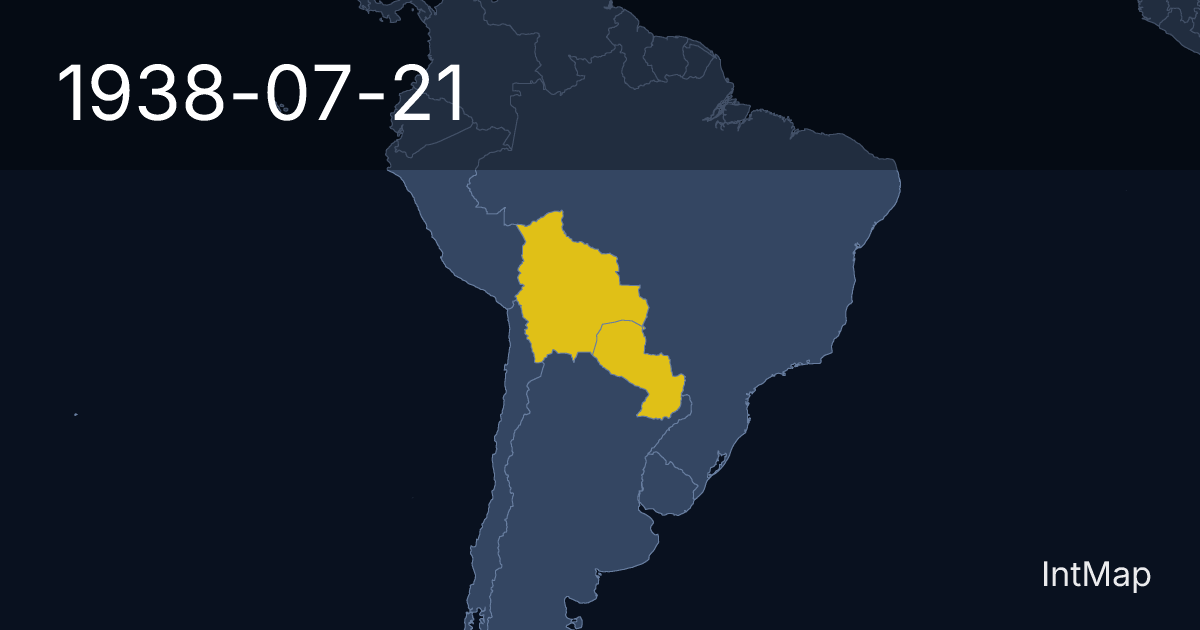 The map on 1938-07-21: New borders for Bolivia, Paraguay