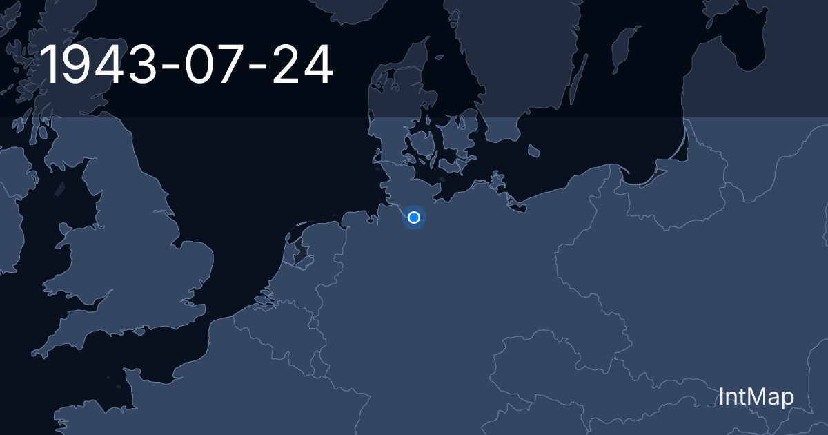 The map on 1943-07-24: Operation Gomorrah — a firestorm over Hamburg kills about 37,000 people in ten days