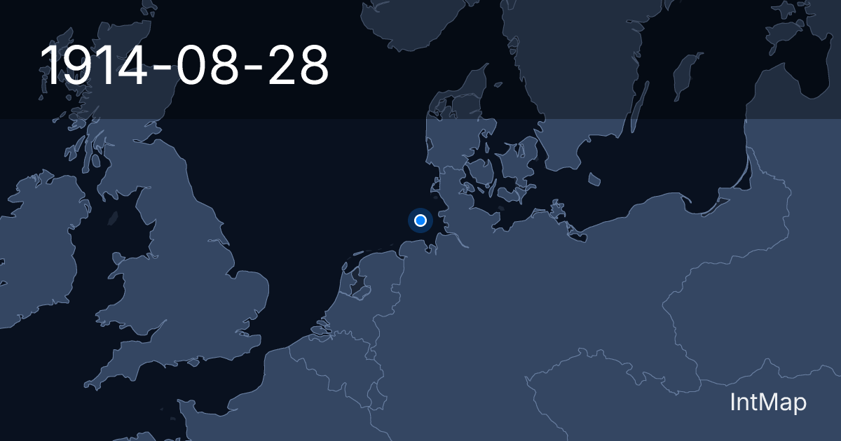 The map on 1914-08-28: First Heligoland Bight — a British raid into German home waters in the first month of the war