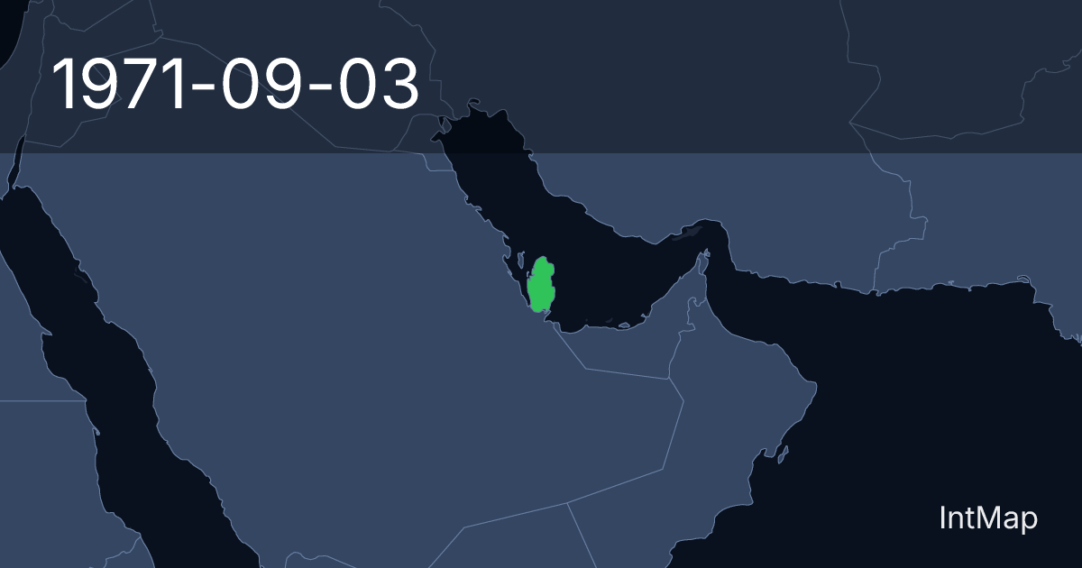 The map on 1971-09-03: The map begins drawing Qatar; the map stops drawing Qatar (UK)