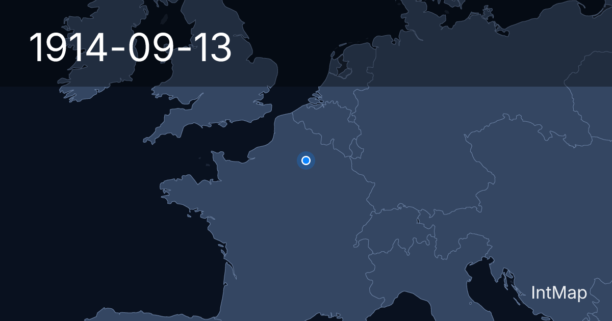 The map on 1914-09-13: First Battle of the Aisne — both sides dig in, and the trench line is born