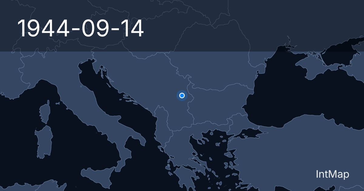The map on 1944-09-14: The Belgrade and Niš operations — Yugoslavia is cleared from the east and the road out of Greece is cut