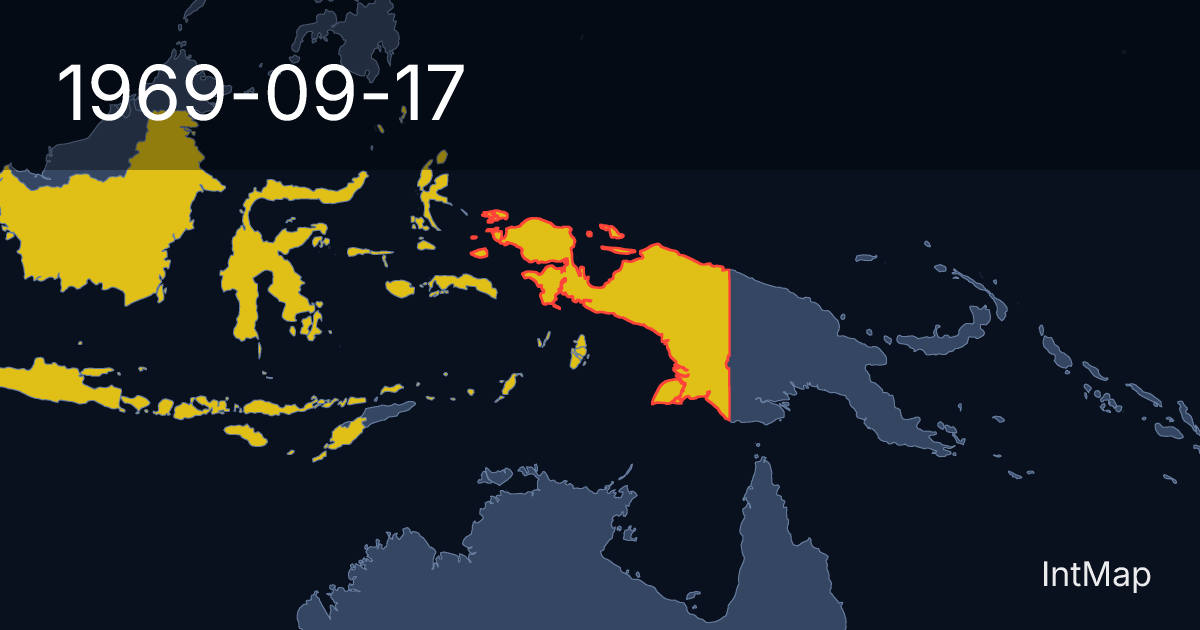 The map on 1969-09-17: The map stops drawing West Irian (Indonesia); new borders for Indonesia