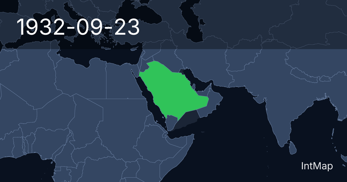 The map on 1932-09-23: The map begins drawing Saudi Arabia
