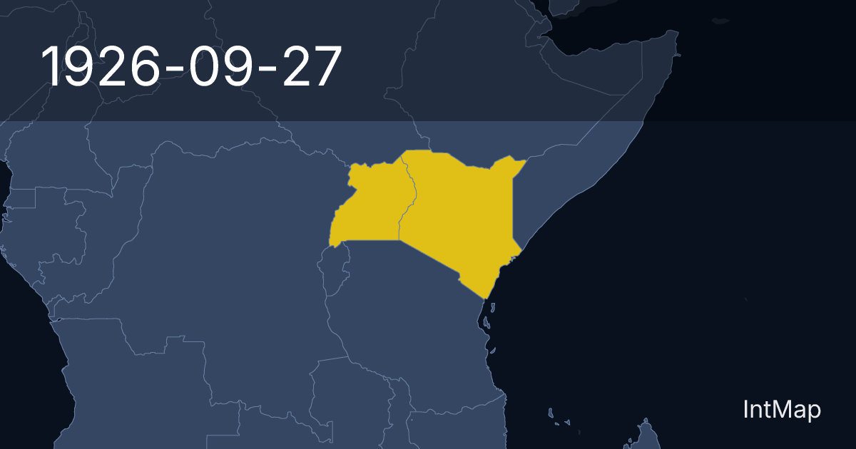 The map on 1926-09-27: New borders for Kenya (UK), Uganda (UK)