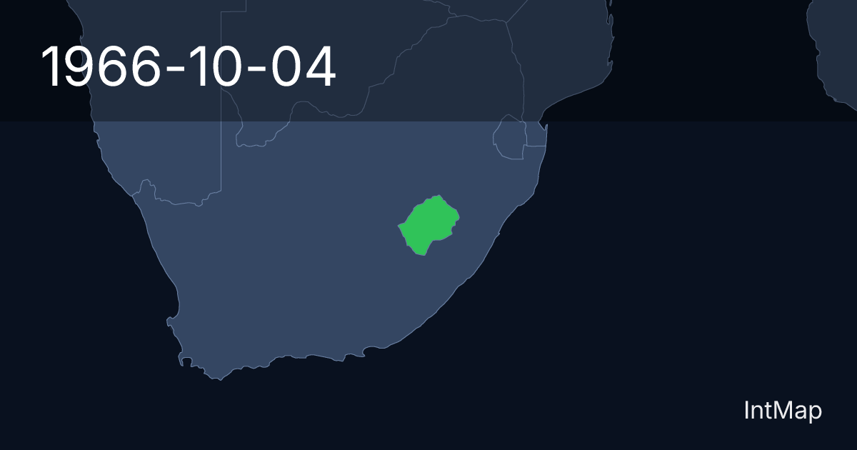 The map on 1966-10-04: The map begins drawing Lesotho; the map stops drawing Basutoland (UK)