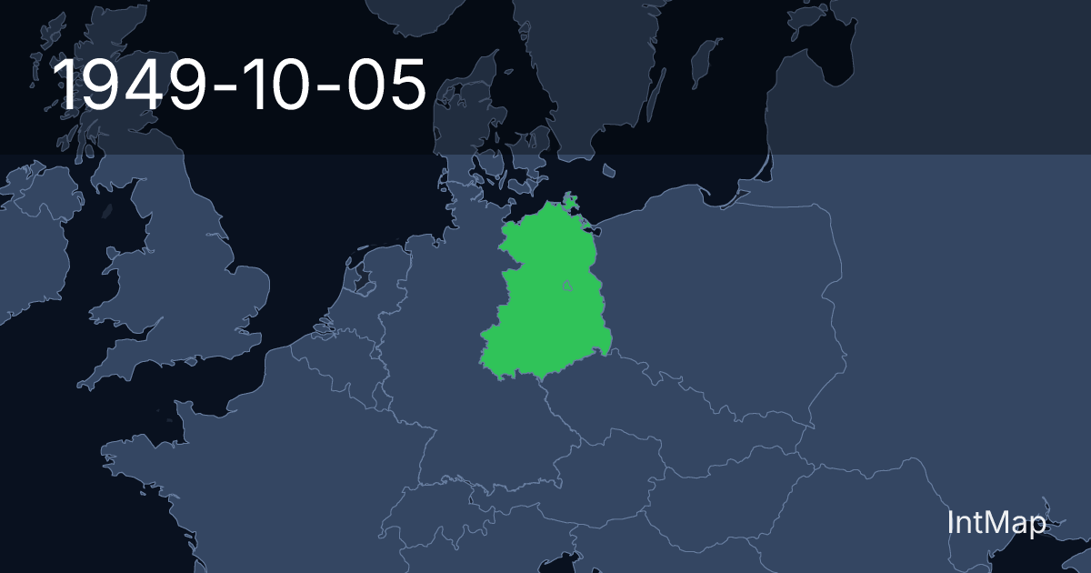 The map on 1949-10-05: The map begins drawing East Germany; the map stops drawing Germany (USSR)