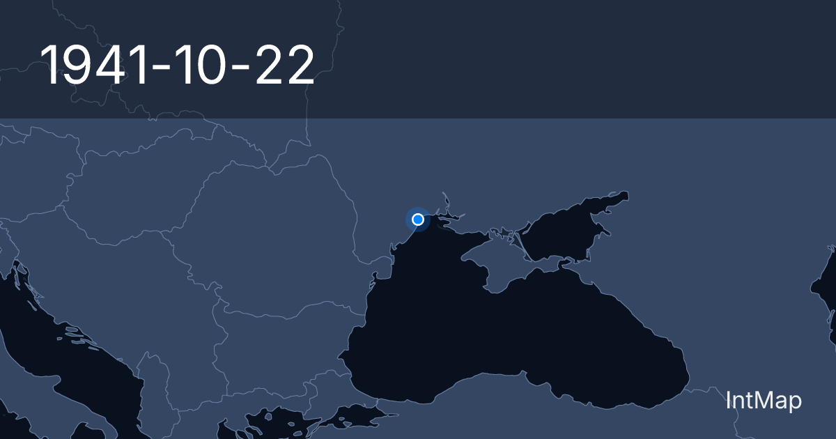 The map on 1941-10-22: The Odessa massacre — 25,000 to 34,000 Jews are killed by Romanian and German forces in three days