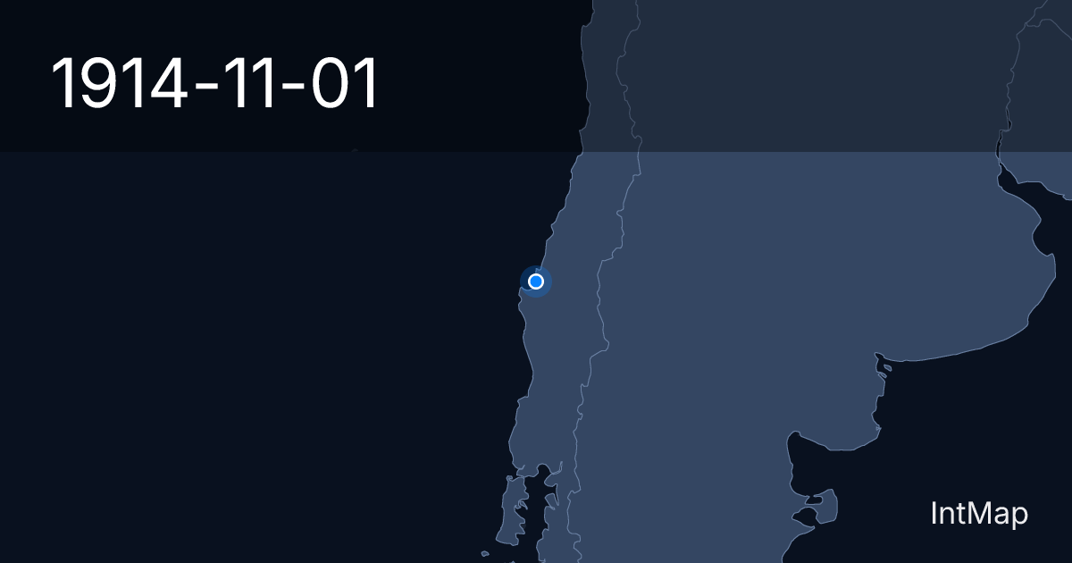 The map on 1914-11-01: Battle of Coronel — the Royal Navy’s first defeat in a century, off the coast of Chile