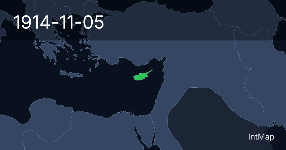 The map on 1914-11-05: The map begins drawing Cyprus