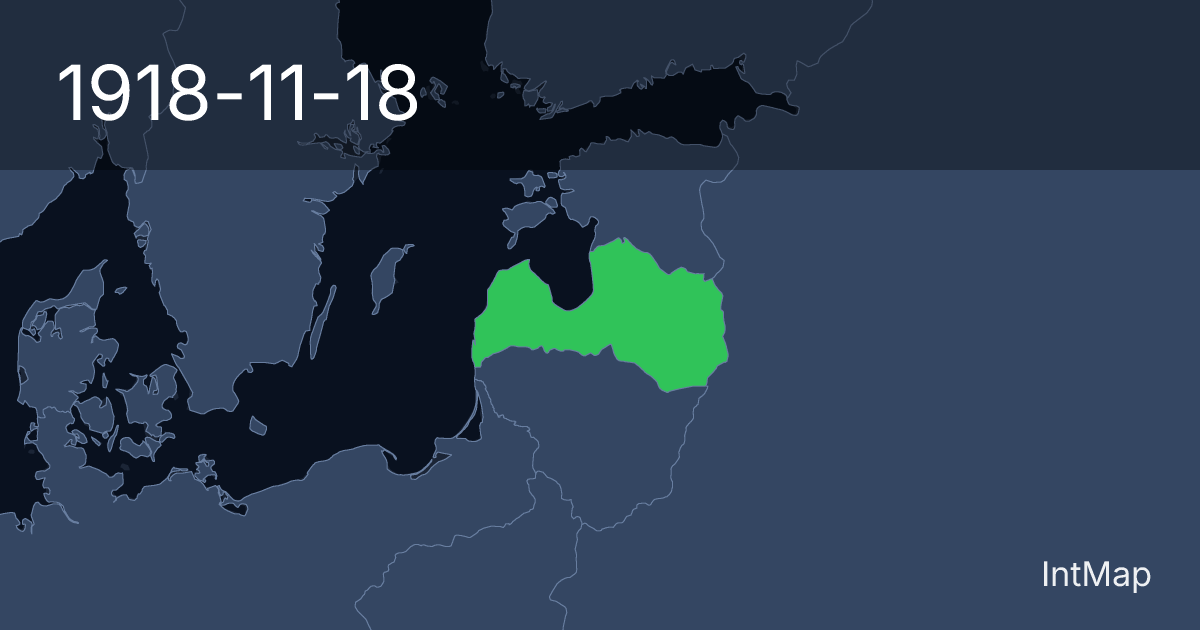 The map on 1918-11-18: The map begins drawing Latvia