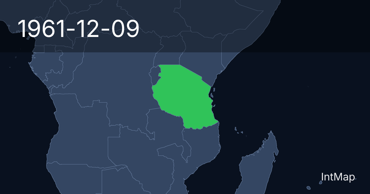 The map on 1961-12-09: The map begins drawing Tanganyika; the map stops drawing Tanganyika (UK)