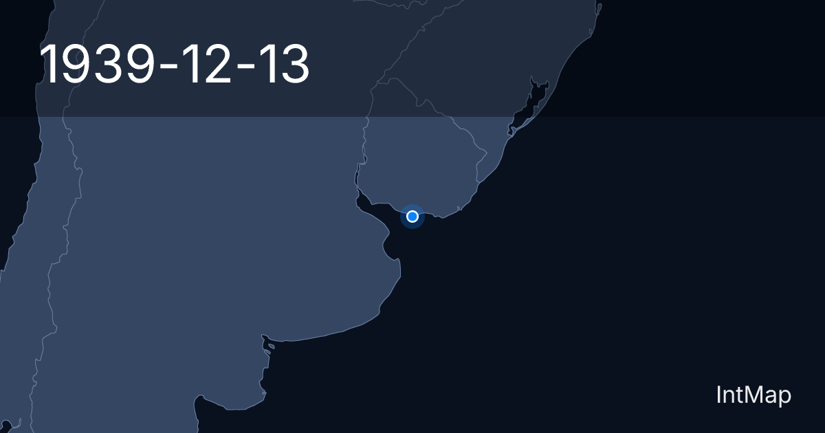 The map on 1939-12-13: The River Plate — the Graf Spee is cornered off Montevideo and scuttled by her own crew