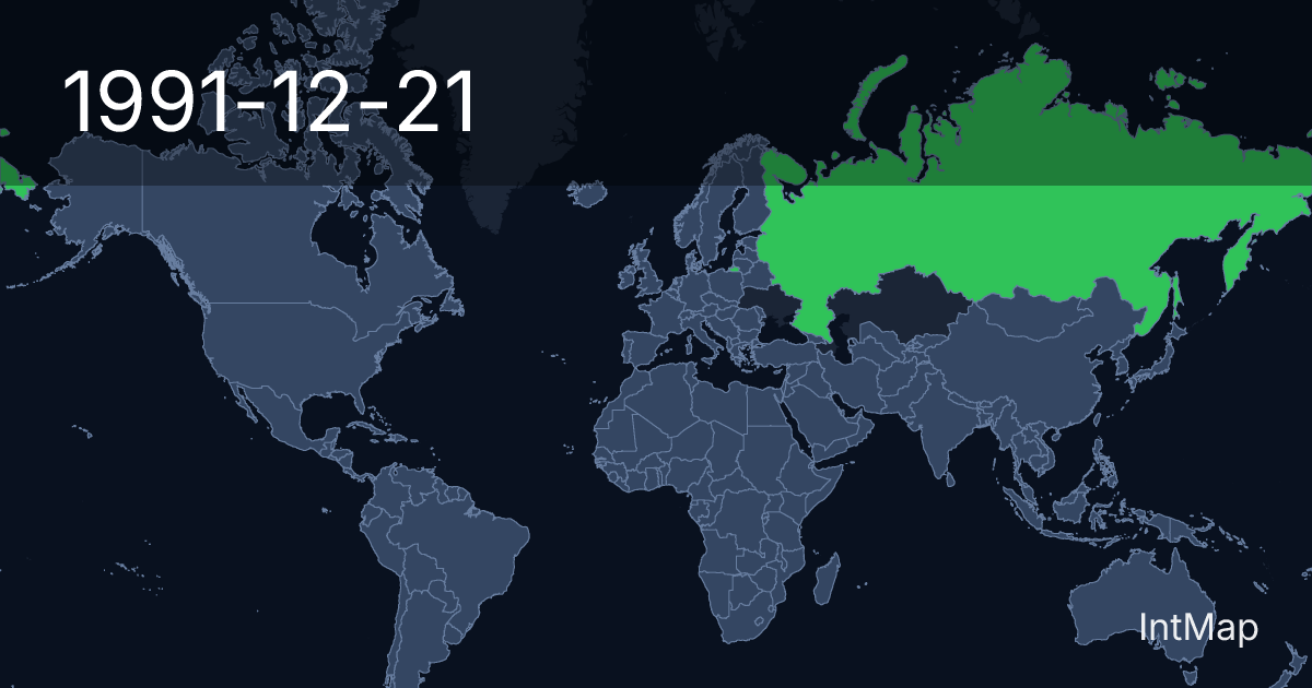 The map on 1991-12-21: The map begins drawing Russia; the map stops drawing Soviet Union