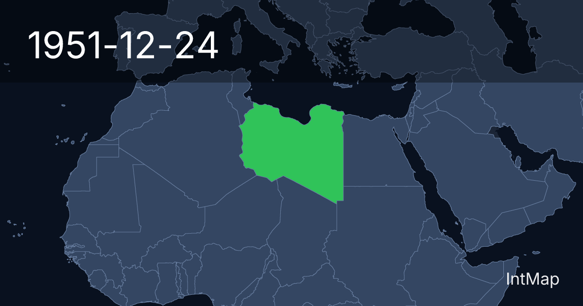 The map on 1951-12-24: The map begins drawing Libya; the map stops drawing Libya (UK)