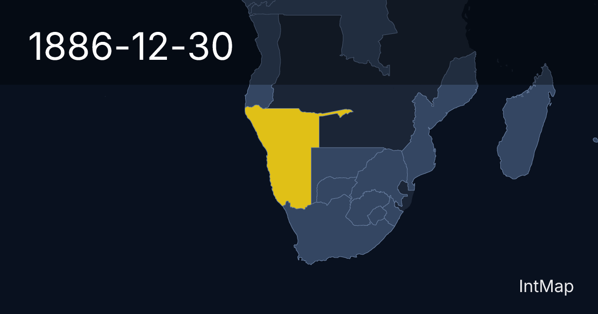 The map on 1886-12-30: New borders for German South-West Africa
